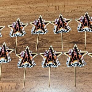 Star golden Huntrix Party Cupcake Toppers